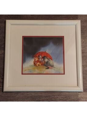 Marlin Art Disney Winnie The Pooh In Spring Lithograph Matted in 17" x 18" Frame